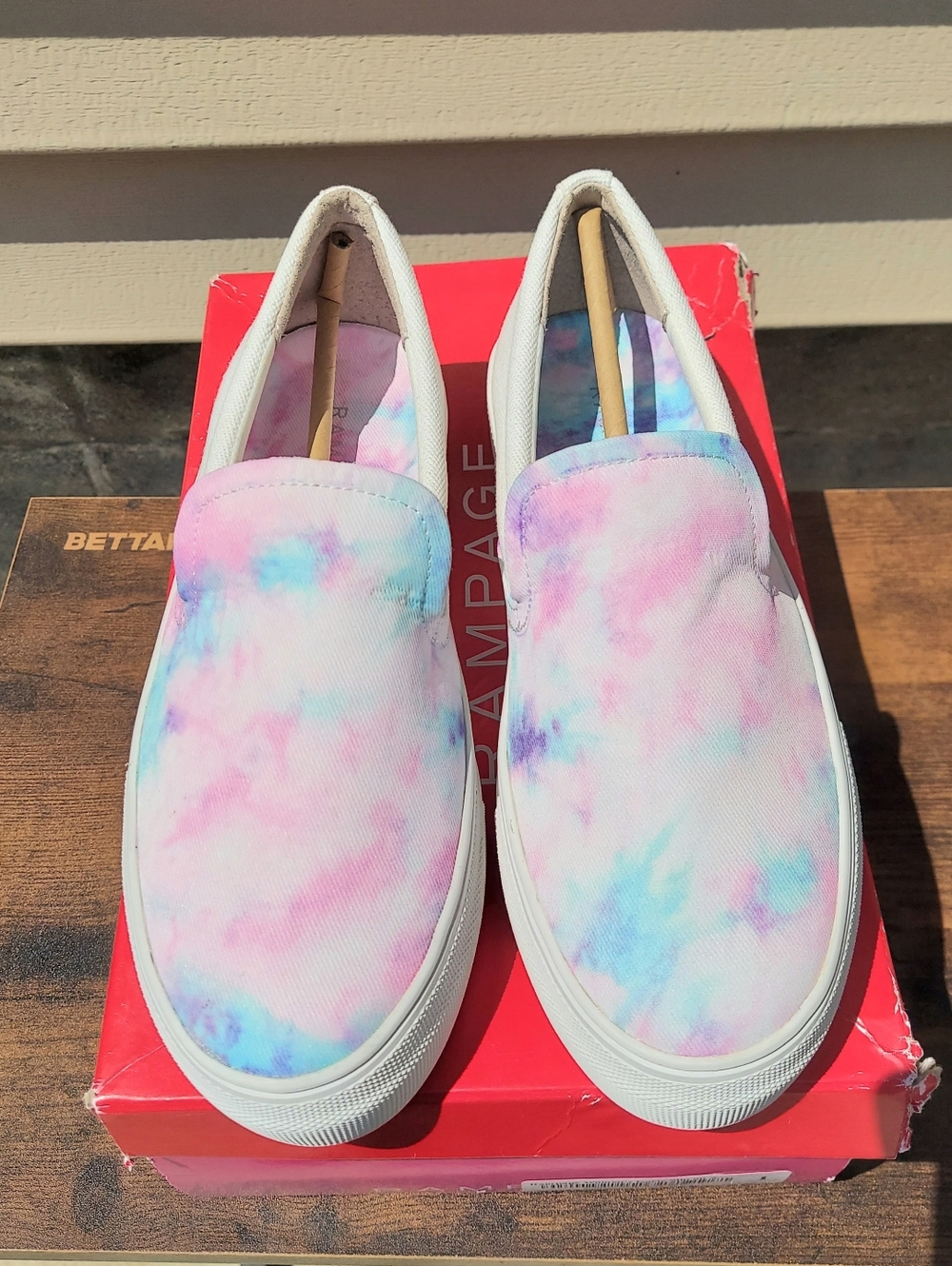 Rampage Korie Pastel Tie Die Platform Slip-On Sneakers Women's Size 6 Y2K Preppy - Picture 3 of 12